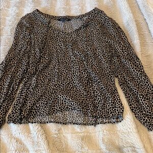 Banana Republic Petite Black and White Leopard Blouse